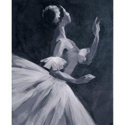 Ballet art original painting Acrylic Painting Black and White Art