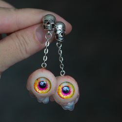 Eyeball Earrings, Creepy earrings, Earrings Halloween, Weird Jewelry