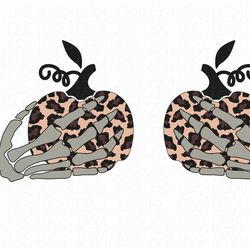 skeleton hands pumpkins leopard svg, halloween svg files, digital download