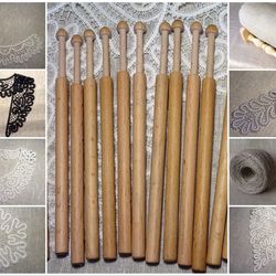 Bobbins lace 16 pcs Wooden bobbins Beech Tool for lacemaking