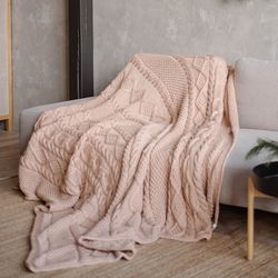 chunky knit blanket handmade blanket with braids bed cover plaid