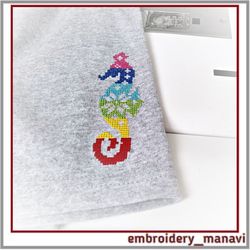 Machine embroidery design Sea Horse French cross stitch