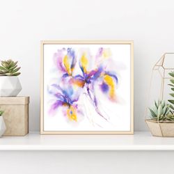 irises painting original art watercolor flowers impressionist art foral wall art bedroom girl room nursery wall decor