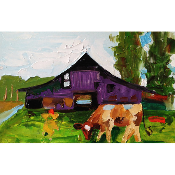 barn oil painting cow original art texas wall art  -15.jpg
