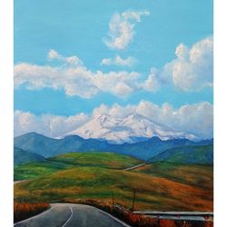 autumn mountain painting caucasus original art landscape painting mountain wall art fall painitng 12 by 10