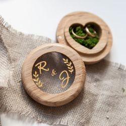 a wedding double ring box (ring pillow), engagement ring box for wedding rustic decor. 10 year anniversary gifts for her
