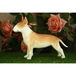 figurine Bull terrier, ceramics statue handmade, statuette dog