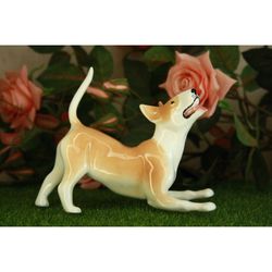 Bull terrier statuette, ceramics statue handmade, figurine dog