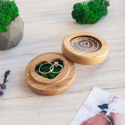 Engagement wedding ring box for ceremony  rustic wedding decor,  Wooden ring bearer box for bride