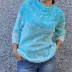 Wool angora sweater for women, Knit jumper, Knit cardigan