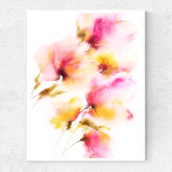 Floral wall art Colorful abstract flowers Watercolor floral painting Original art Bedroom Living room Nursery wall decor