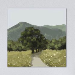 downloadable art print, digital download landscape art, neutral wall art, landscape painting, square painting
