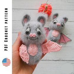 Crochet Halloween bat pattern, amigurumi cute animal, DIY small crochet bat, PDF pattern by CrochetToysForKids