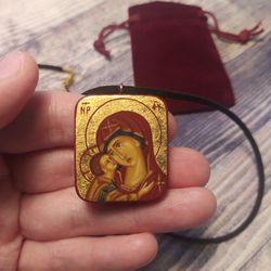 Virgin Mary | Orthodox icon | Mother of God | Theotokos | Icon pendant | Icon necklace | Miniature icons