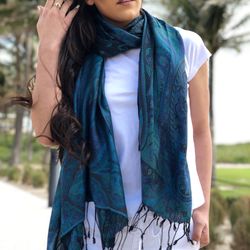 blue/green jamawar pashmina