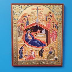 The Nativity of Jesus image wooden icon 5.4x4.5" relic holder blessed incense from the Holy Relics of Jerusalem