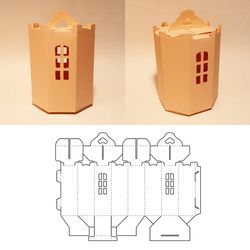 Tower box template, castle box, house box, building box, house gift box, SVG, DXF, PDF, Cricut, Silhouette, 8.5x11, A4