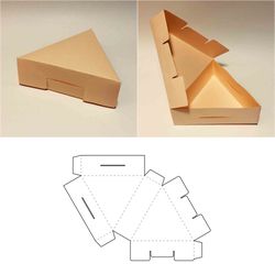 Triangle box template, triangle gift box, cake slice box, pizza slice box, pizza box, SVG, PDF, Cricut, Silhouette, DXF