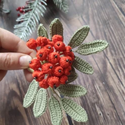Rowan branch crochet PATTERN PDF, crochet Ash Berries, rowan berries brooch