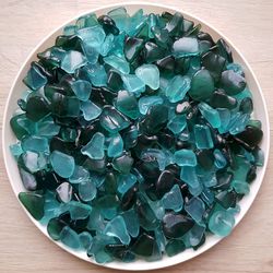 Genuine sea glass Teal mix Natural beach glass-JapanSeaGlass