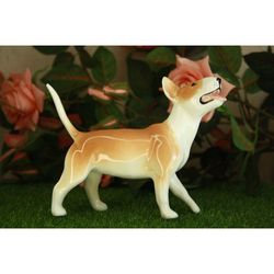 Figurine red Bull terrier, ceramics statuette handmade, statue dog