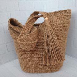 Shopping bag, beach bag, jute tote bag, crochet bag