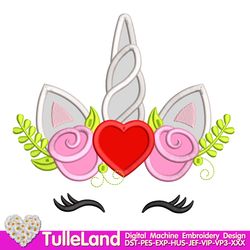 Valentine Unicorn Heart Valentine Day Love 1 st Valentine's Day Princess Girls Design applique for Machine Embroidery