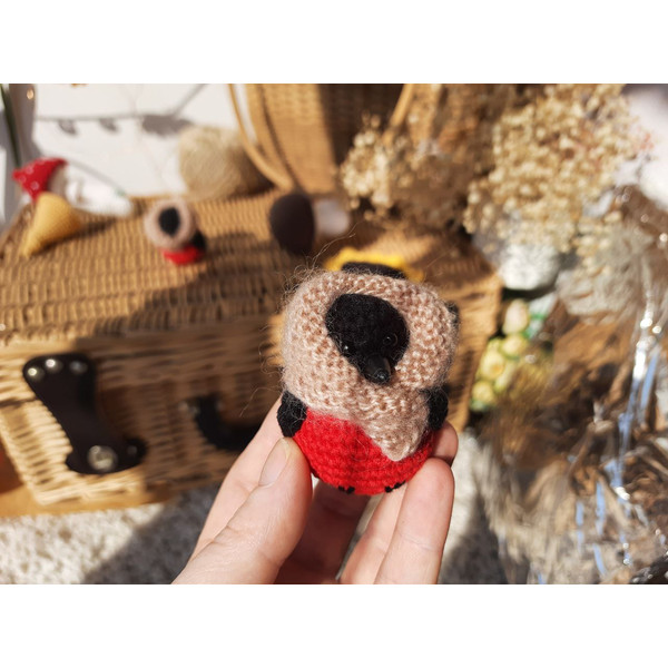 Miniature stuffed bullfinch toy. Auto accessories miniature..jpg