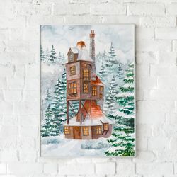 weasley house watercolor art, harry potter poster, download digital print, kidsroom wall decor, hogsmeade printable art