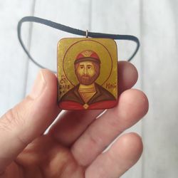 Saint Yuri | Saint Georgy | Icon necklace | Wooden pendant | Jewelry icon | Orthodox Icon | Christian saint