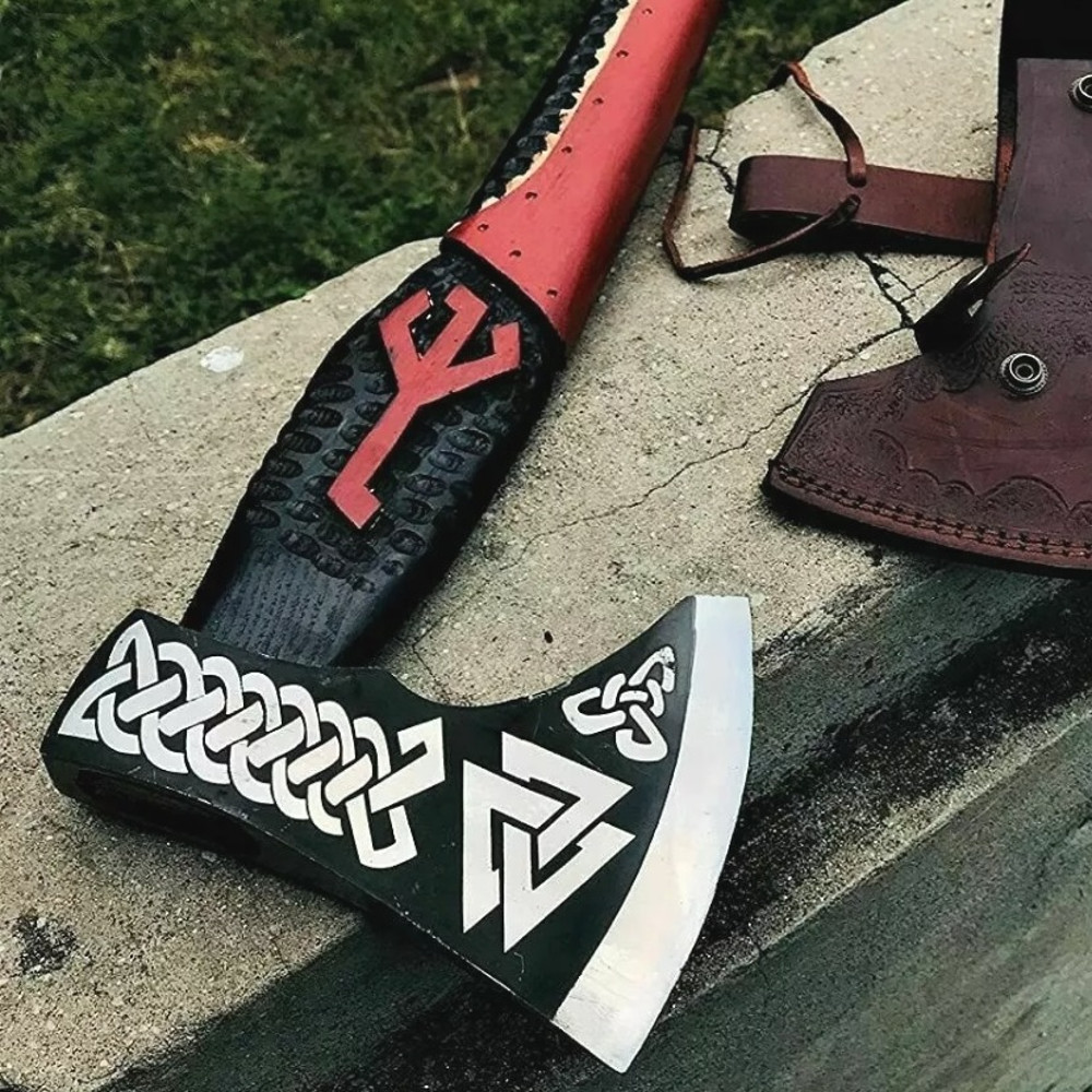 Handmade Steel Tomahawk Axe Integral Ball Hammer Hunting Axejpeg