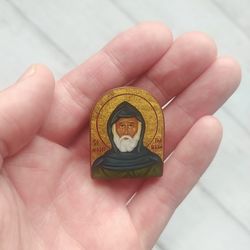 Saint Moses the Black | Hand painted icon | Travel size icon | Orthodox icon for travellers | Small Orthodox icon