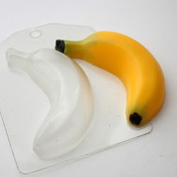 Banana plastic soap mold, fruit mold, bath bomb mold, candle mold, berry mold, polymer clay mold, soap making mold, w