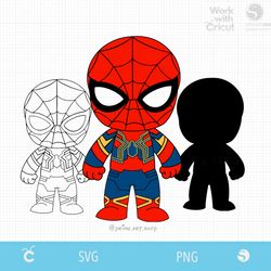 Iron Spiderman svg, Baby Spider man Svg, Chibi Spiderman, Cartoon Spider Iron boy