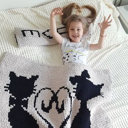 Double-sided blanket made of dense knitting with a unique pattern,Author's blanket,Hand knitting,custom blankets