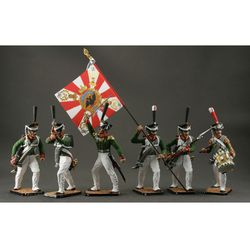 set 6 toy tin soldiers Napoleonic Wars Preobrazhensky Life Guards Regiment. Hand Painted miniature figurine 54 mm