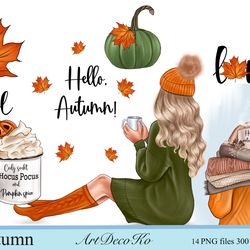 Autumn clipart, Hello Autumn Clipart, Autumn sublimation