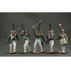 set 5 toy tin soldiers Napoleonic Wars Preobrazhensky Life Guards Regiment. Hand Painted miniature figurine 54 mm