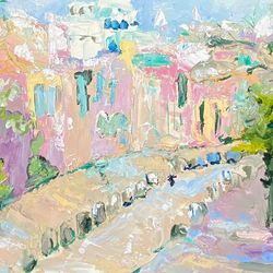 montmartre original oil painting on cardboard abstract landscape paris cityscape impressionism art montmartre painting