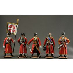 set 5 toy tin soldiers Cossacks. Russia. Hand Painted miniature figurine 54 mm
