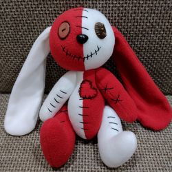 Rabbit stuffed animals toy Creepy toy bunny Voodoo doll Scary toy rabbit Horror decor