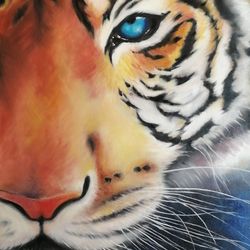 Tiger oil painting original art Wild animal artwork Wildlife figurative art Predator