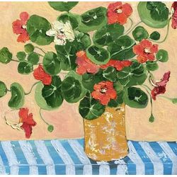 Still life with Nasturtium, Original oil painting on canvas panel, Fauvism art, Matisse inspired, Art gift ideas, Artist