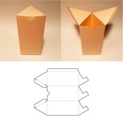 Triangle box template, triangle gift box, triangular box, tall box, triangular gift box, SVG, DXF, PDF, Cricut