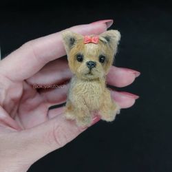 Yorkshire terrier. Crocheted souvenir. Cute little yorkie puppy. Yorkshire Terrier dog gift souvenir custom.