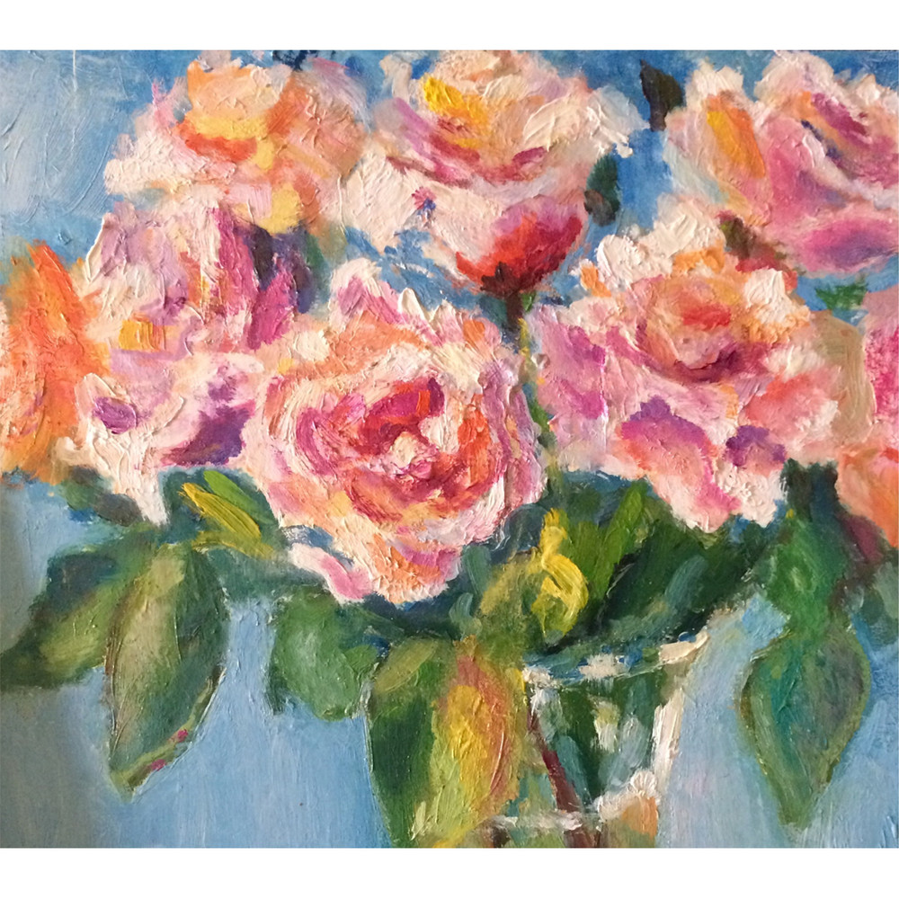 roses textured painting