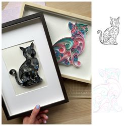 Templates of cats - Patterns to make card - Digital pattern for printing out to make in Quilling