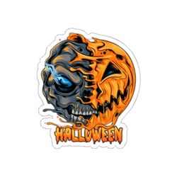 Cool Halloween Sticker 5x5 inch pumpkin skull