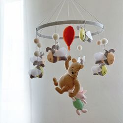 Classic Winnie the Pooh mobile Woodland baby mobile nursery Baby mobile for crib Winnie the Pooh nursery Baby cot mobile