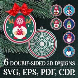 Christmas Gnomes Bundle | 3D Layered Ornaments